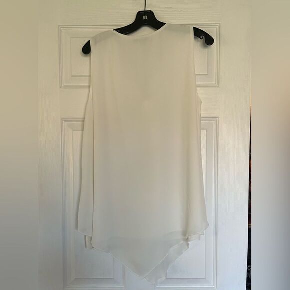 The Pyramid Collection White Long Sleeve Tie Front Blouse Size Large - Picture 3 of 8